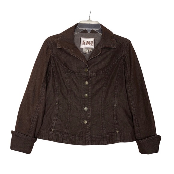 NEW - AMI - Brown Cotton Blend Stretch  Denim Jean Jacket - Size Medium - Picture 1 of 4